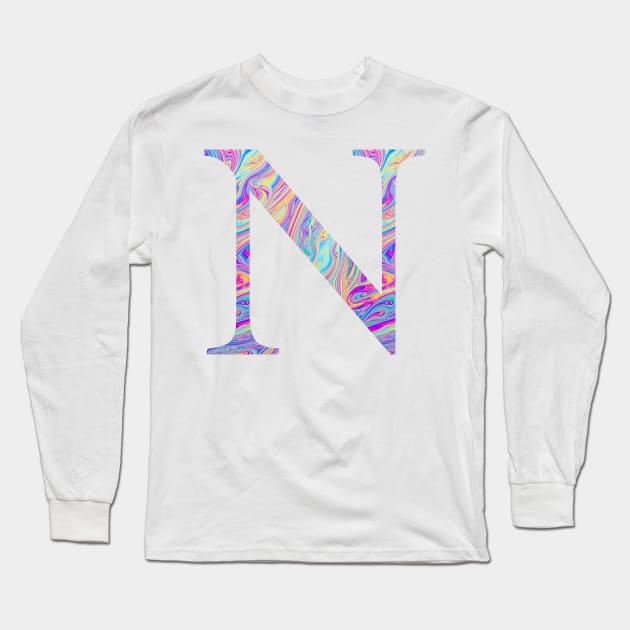 Nu Sorority Letter Sticker Long Sleeve T-Shirt by aterkaderk